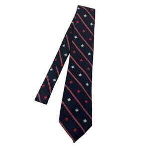 Frame 100% Wool Maple Leaf Canadian Tie Blue Red Diagonal Stripe